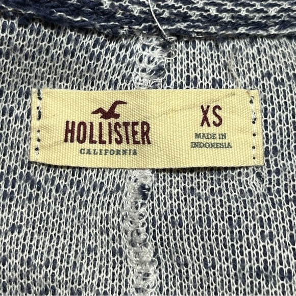 Hollister Hooded OpenCardigan Sweater Womens Size XS Blue Heathered Long Sleeve - Picture 4 of 10